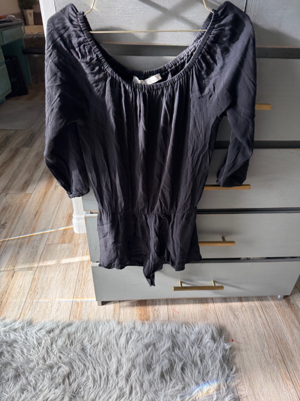 Lovers + Friends Black Off-Shoulder Peasant Top